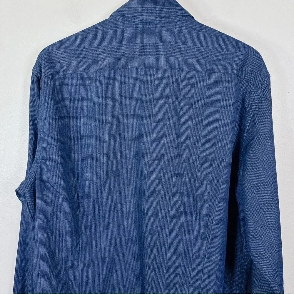 Banana Republic Plaid Denim Chambray Slim Fit Button Shirt